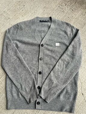 Acne Studios Face Patch Wool Cardigan Grey Size US-S
